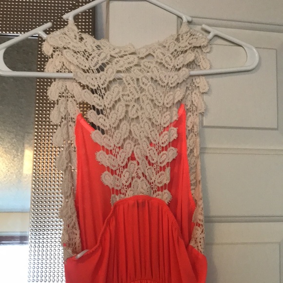 Bright coral flowy maxi dress - Picture 3 of 3